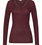 Woolen Lace Lace Trim Wool And Silk Top | Vivid Brown 70830-2421